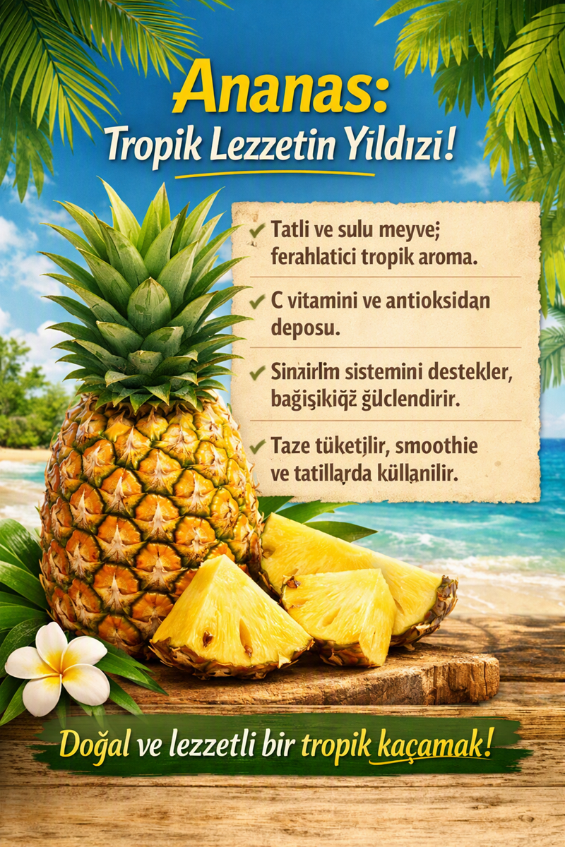 Organik ananas Tropikal meyve ananas Ananas faydaları Ananas smoothie tarifleri